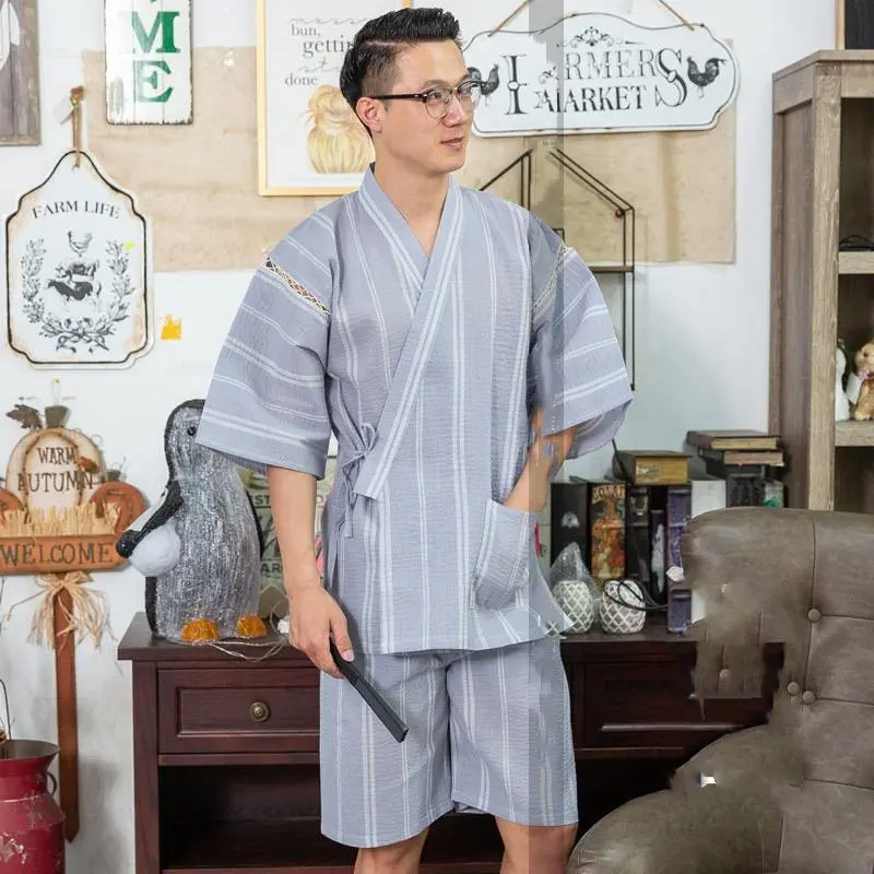 Japanese Men's Home Summer Jacquard Bathrobe