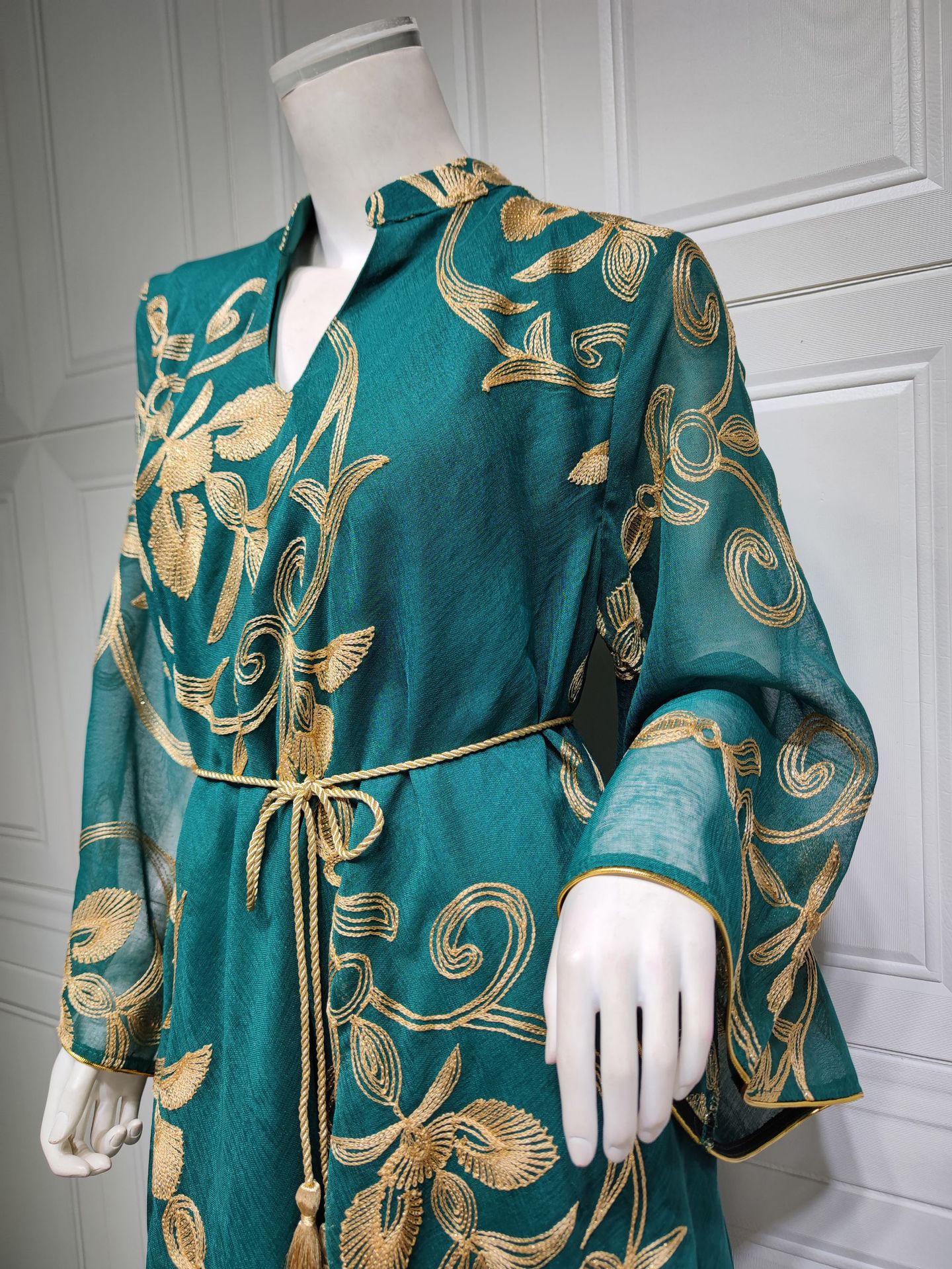 Arab Dubai Embroidered Mesh Dress European Muslim Party Dinner Fashion - Image 7