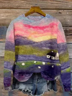 Women's Wear Flock HD 3D Printed Plant Long Sleeve Sweater - Tghxz5 - View 1