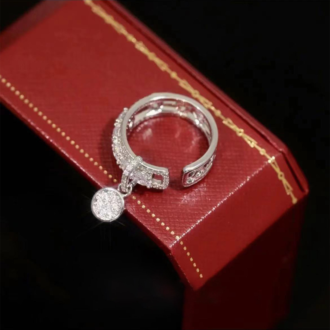 Micro-pave Zircon Tassel Clasp Ring