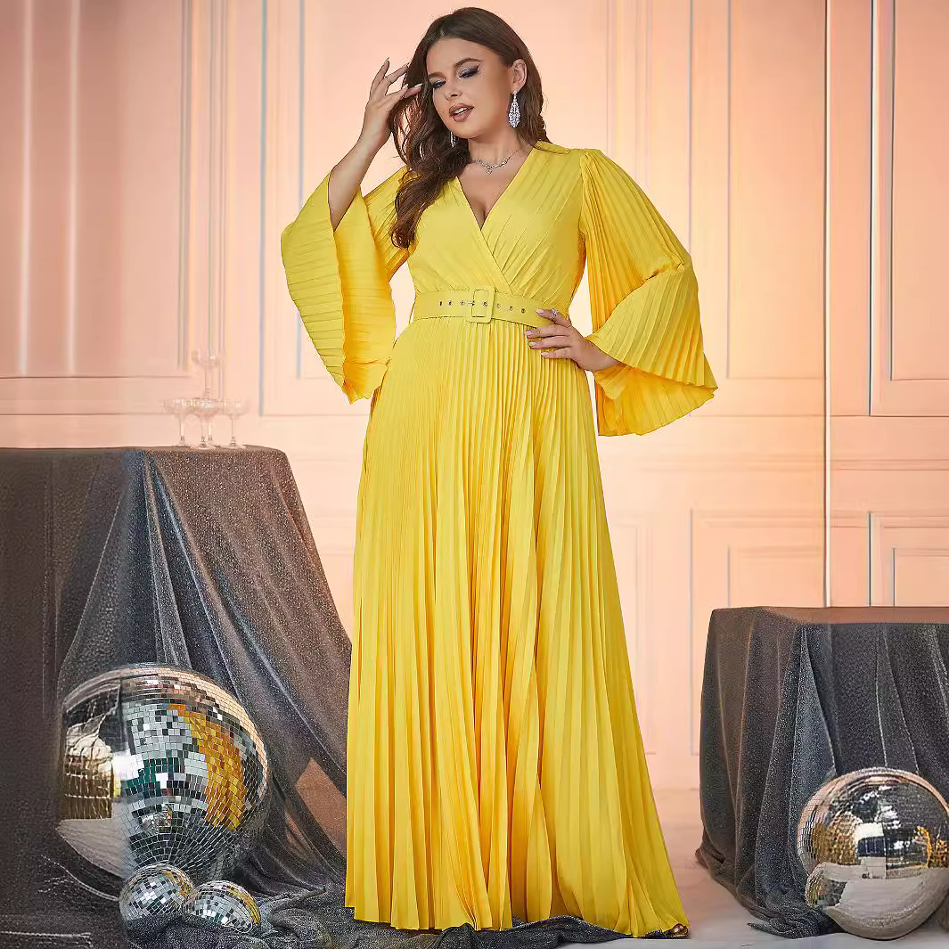 Women's Long-sleeved V-neck Dress