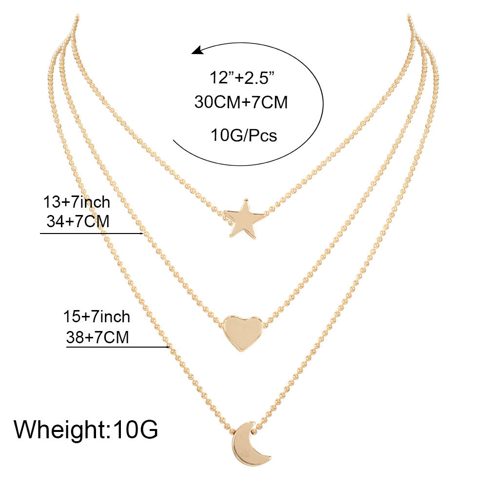 Alloy Star And Moon Pendant Necklace