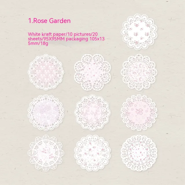 Lace Material Paper Elegant Melody Series Retro Hand Account Base Sticker Decoration 8 Models 1 Rose Garden - Shop at LoveMi