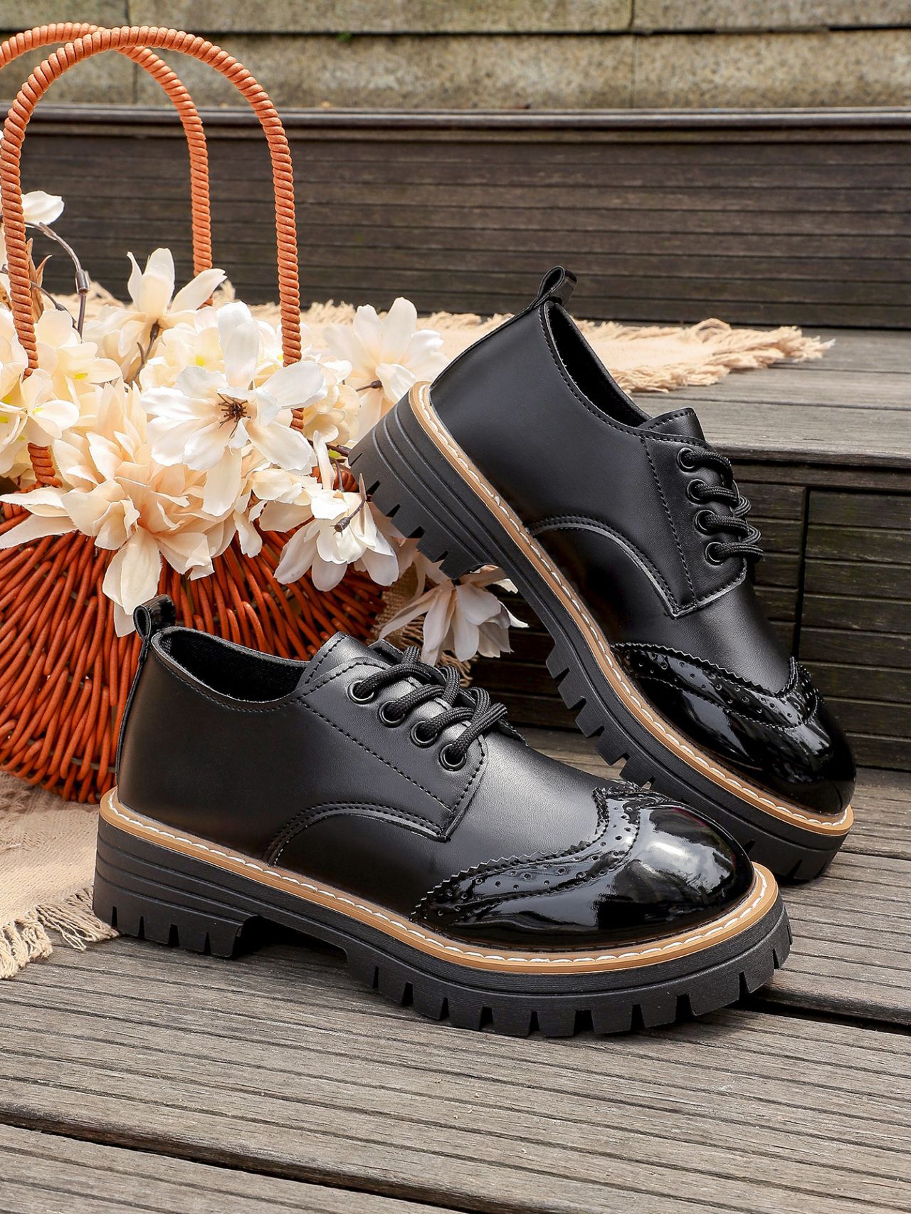 Lace-Up Chunky Heel Pumps – pair view