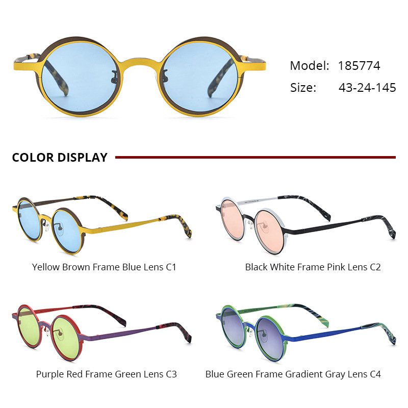 Women's Round Fashion Multi-color Pure Titanium Personalized Sunglasses