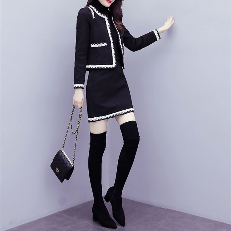 Spring And Autumn Two Piece Set Suit Temperament Women's Hip-wrapped Skirt Slimming