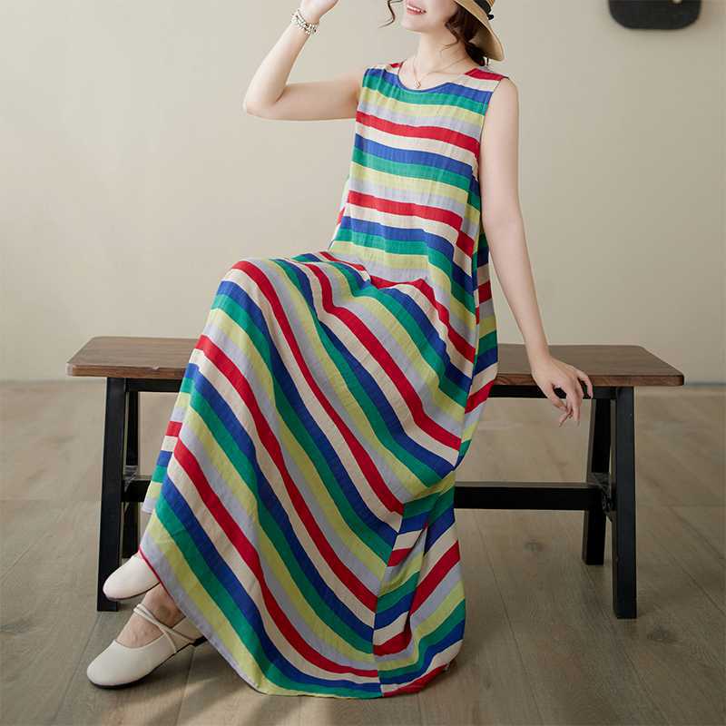 Vacation Style Large Skirt Beach Sleeveless Vest Dress