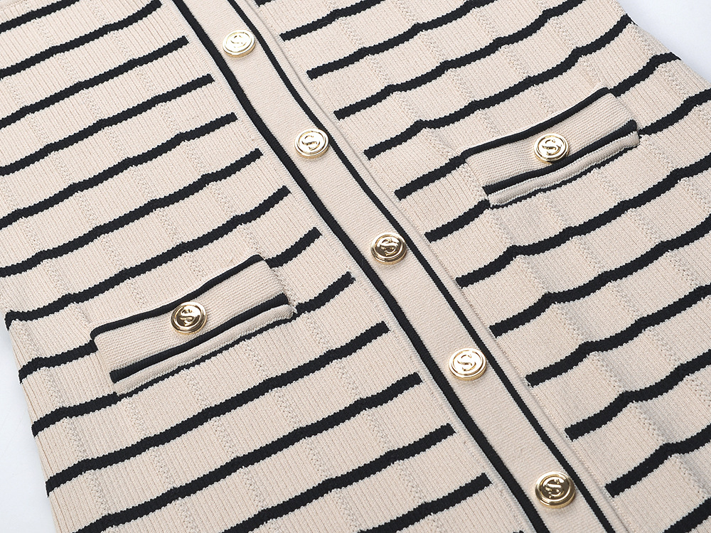 Striped V-Neck Knitted Dress, picture 5 of 9