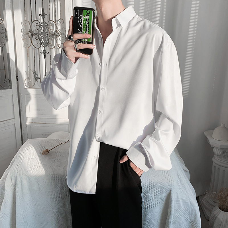 Casual Ice Silk Draping Long Sleeve Ruoshuai Loose All-matching Shirt