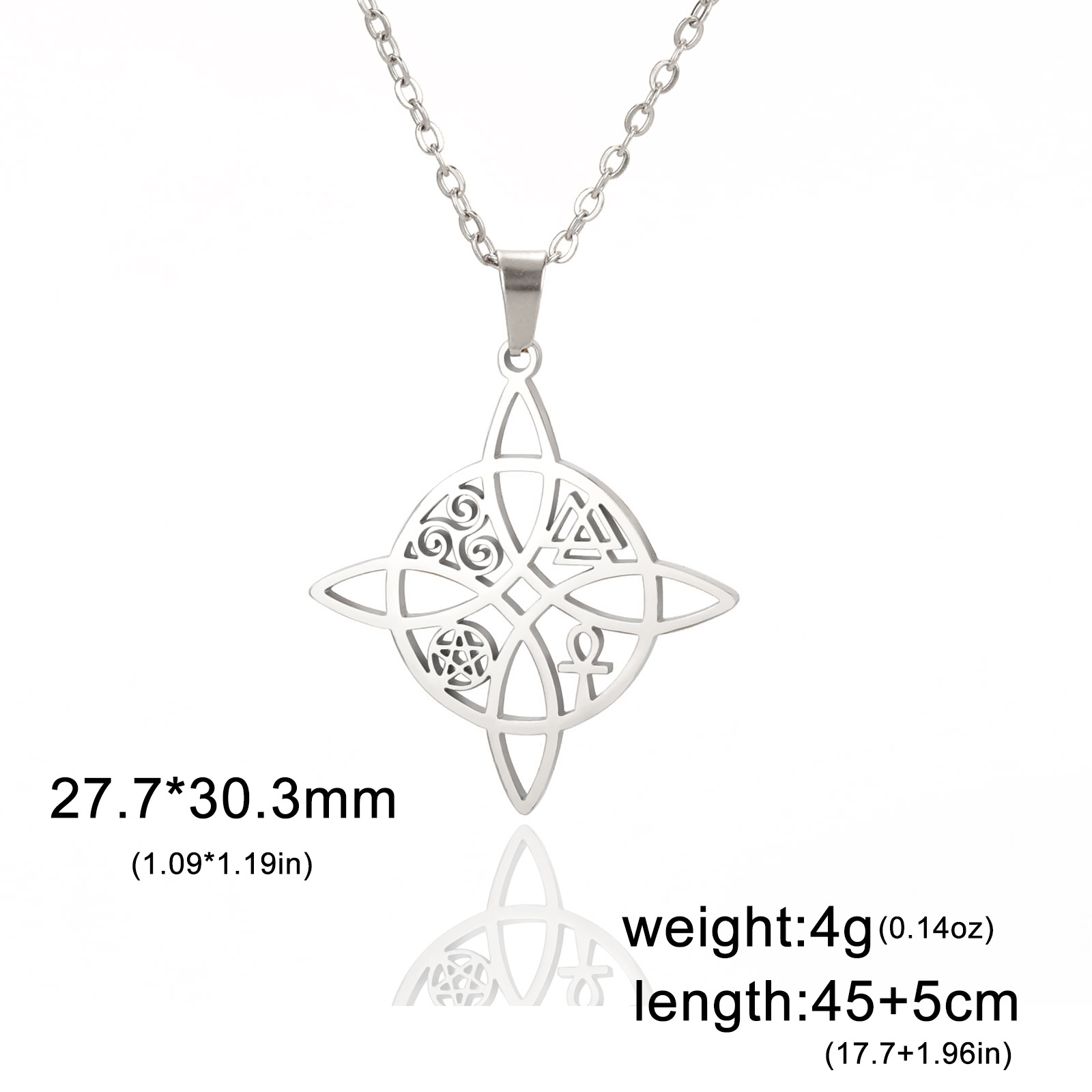 Women's Cut Titanium Steel Necklace Hollow Celtic Knot Cross Necklace