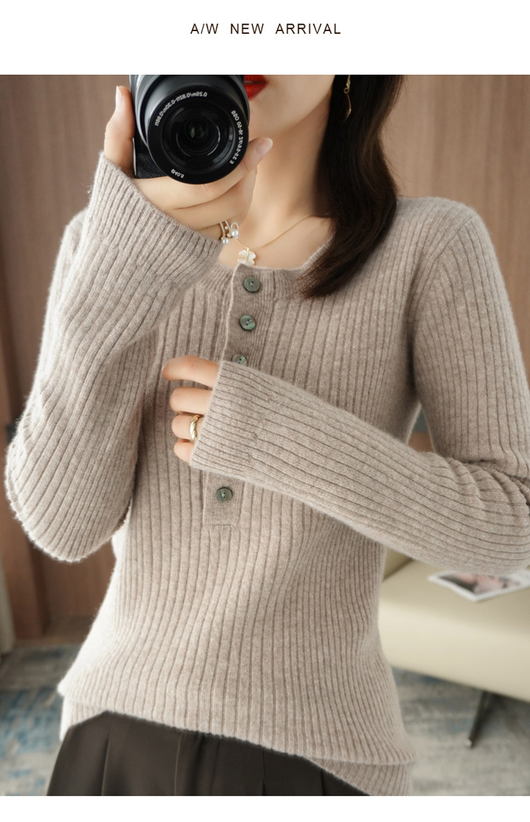 Title 7, New Cashmere Sweater Womens Round Neck Long Sl...