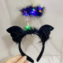 Angel Headband Christmas Headwear With Lights - Angel Black Colored Lights - View 1