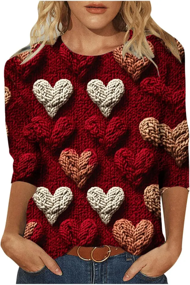 Digital Printed Three quarter length sleeved T shirt Qfxnk01 L - Shop at LoveMi
