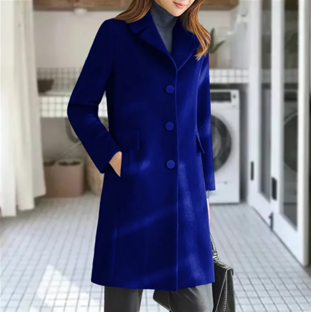 Woolen Women's Coat Multi color Multi size Blue - Shop at LoveMi