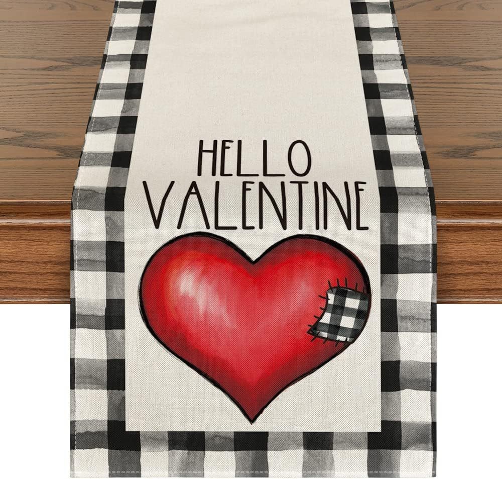 Valentine's Day Table Runner Linen Printed Tablecloth (1