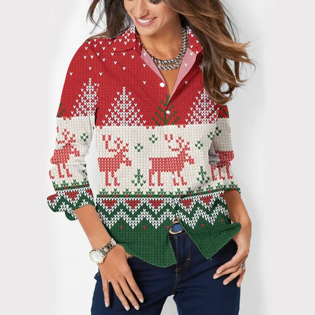 Women's Button Lapel Long Sleeve Shirt Ncsc0004 L - Shop at LoveMi