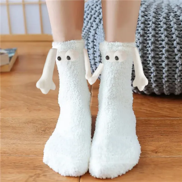 Christmas Supplies Magnetic Suction Hand In Hand Couple Socks Coral Fleece Tube Socks Warm Slipper Bed Socks Winter Soft Warm Slipper Figure 1 - Shop at LoveMi