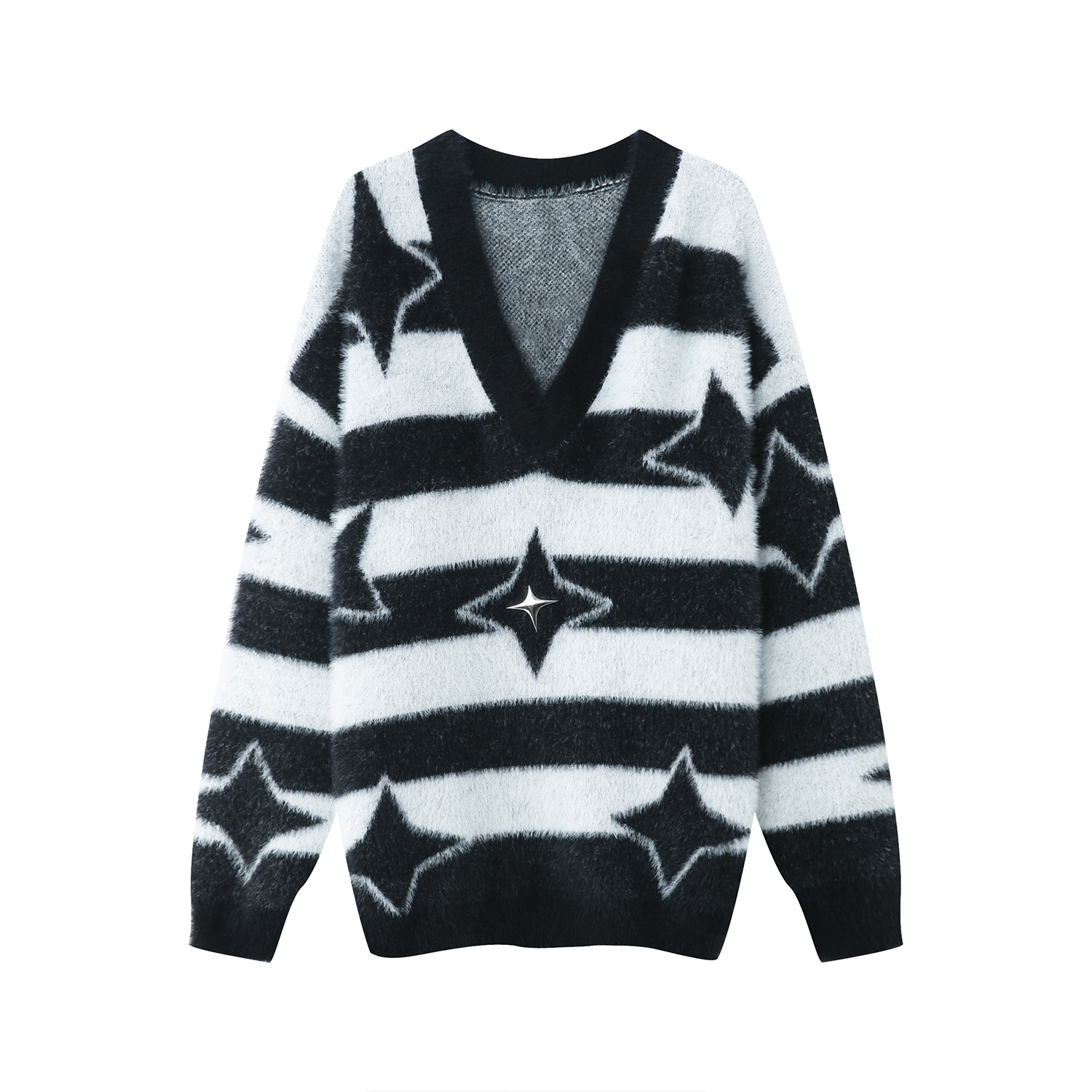 Autumn And Winter New Men's Long Cuff Striped Sweater