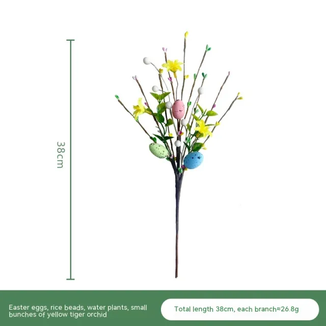 Artificial Egg Handle Bundle Easter Foam Egg Rice Bead Holiday Flower Yellow Tiger Blue - Shop at LoveMi