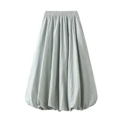 New Elastic Waistband Slimming Lantern Bud Skirt Female - Bean Green - View 1