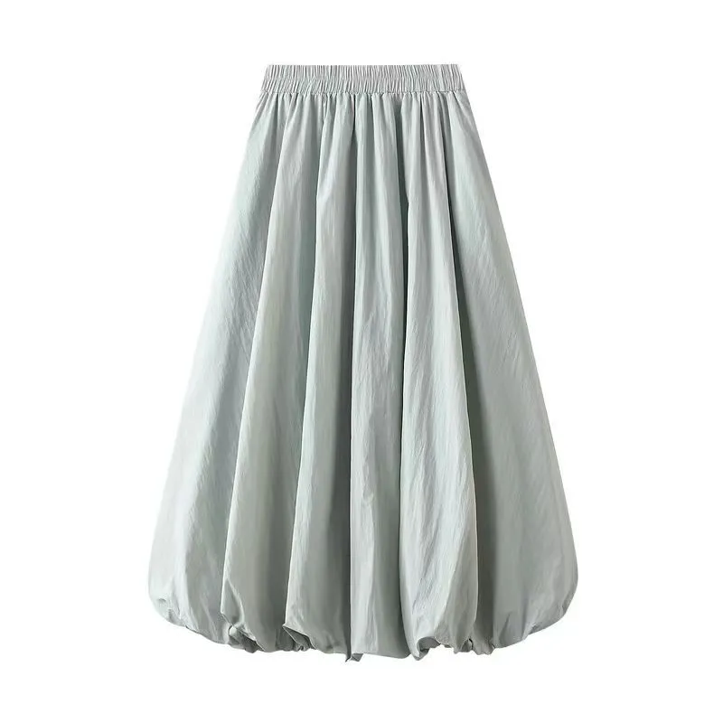 New Elastic Waistband Slimming Lantern Bud Skirt Female - Bean Green