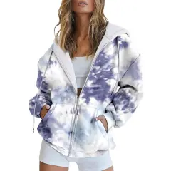 Casual Zipper Hoodie Women's Sweater - Wy03 Gg51 - View 1