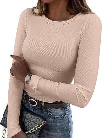Slim Fit Casual Basic Top Beige - Shop at LoveMi