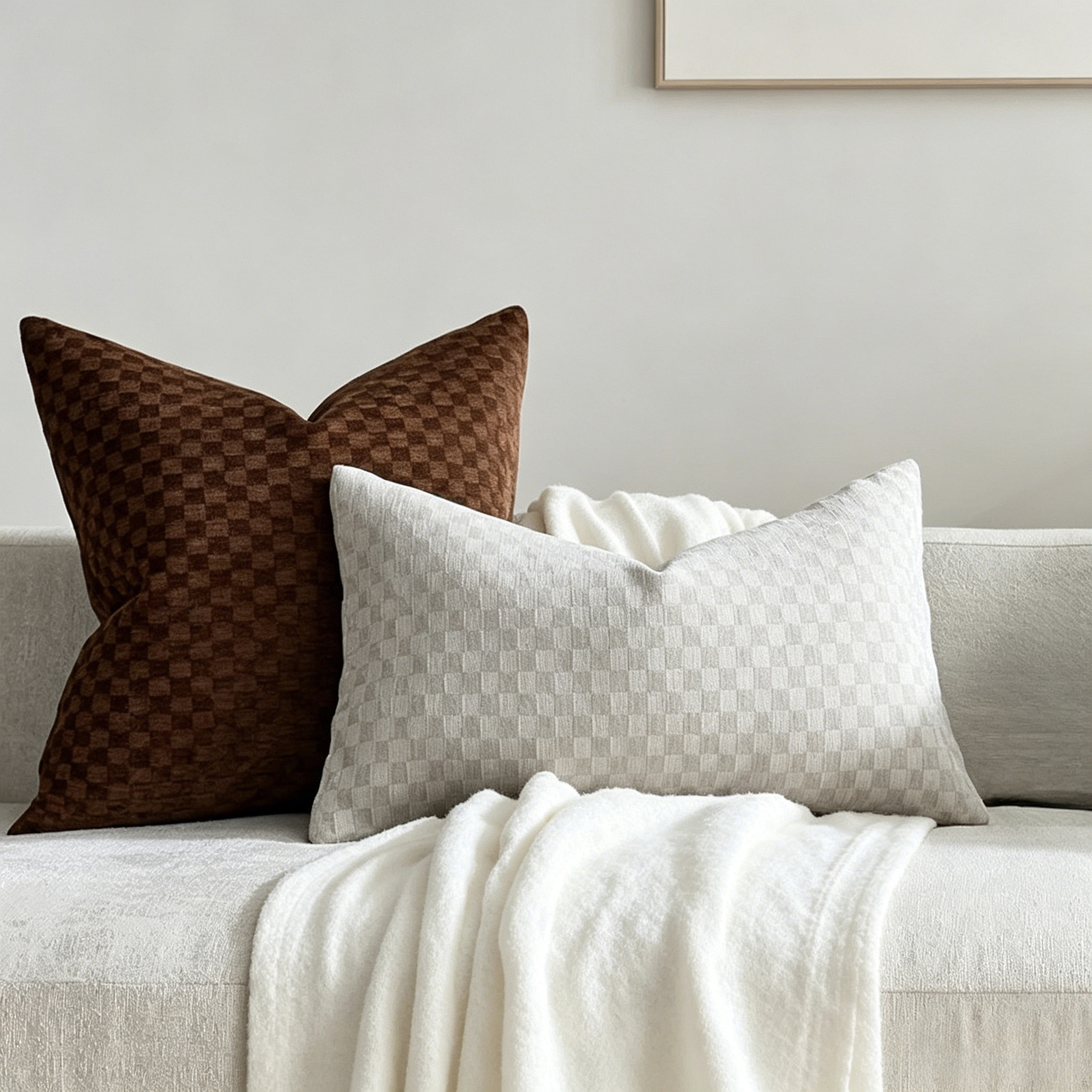 Chenille Three-dimensional Small-check Throw Pillow Sofa Cushion Cover Solid Color — foto 6