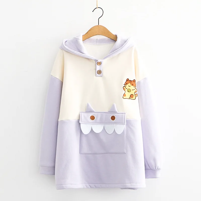 Title 6, Hooded Cat Color Matching Padded Sweater