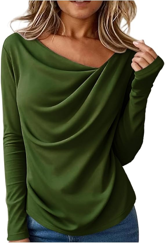 Solid-color Long-sleeve Womens Top