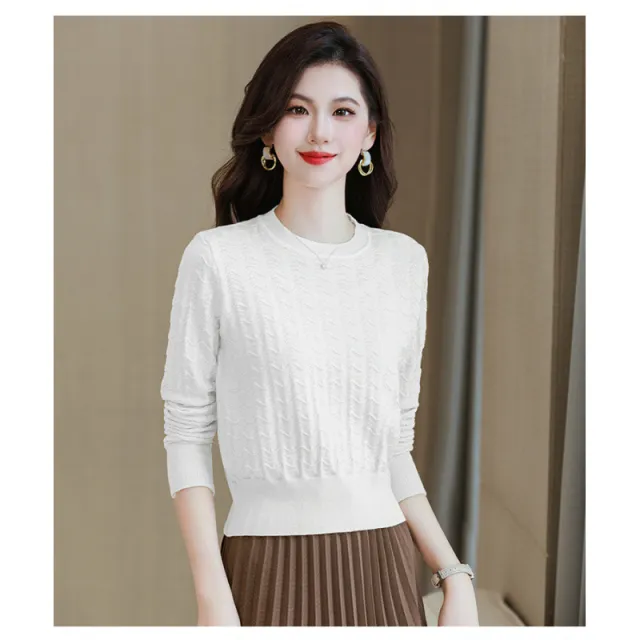 Early Spring Retro Hollow out Bottoming Shirt Sweater White - Shop at LoveMi