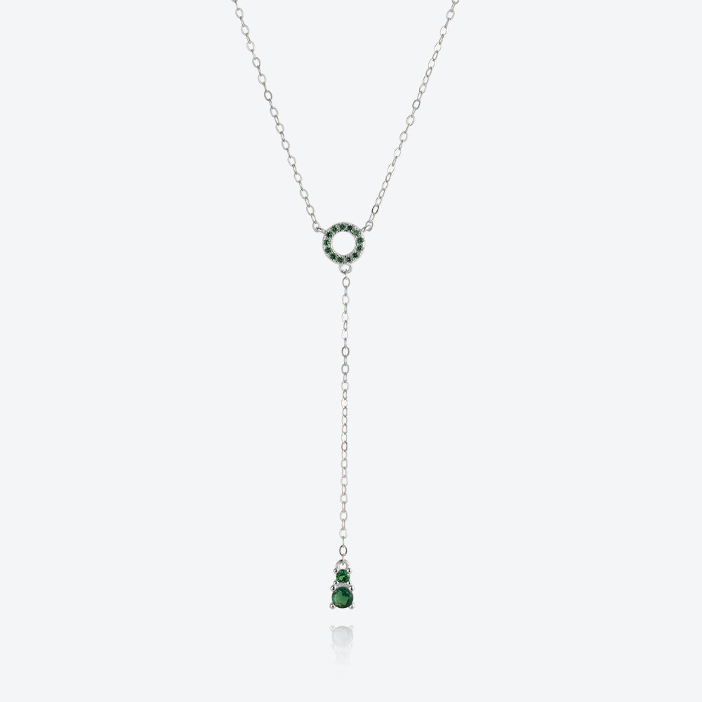 S925 Sterling Silver Circle Full Diamond Pendant Necklace
