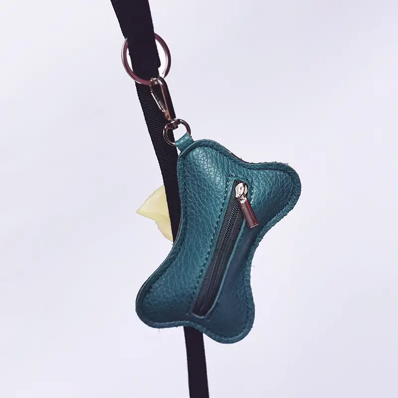 Pet Waste Bag Holder Portable Stylish PU Leather Design