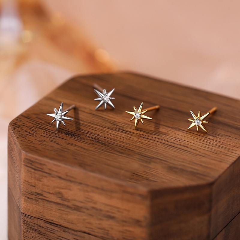 Fashionable Octagonal Star Earrings Simple Elegant And Versatile