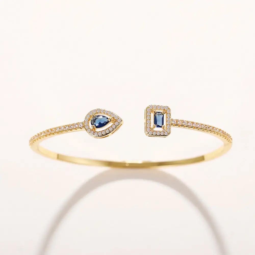 Temperament Famous Brand Simple Copper Inlaid Zircon Open Adjustable Bracelet
