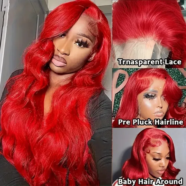 Front Lace Fashion Wavy Long Curly Hair Women's Wig Bright Red - Shop at LoveMi