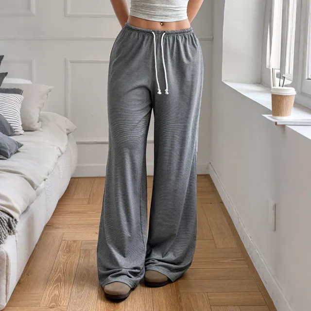 Casual Sports Style Drawstring Straight leg Trousers Pants For Women Dark Blue - Shop at LoveMi