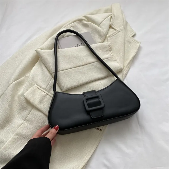 Western Style Shoulder Texture Crossbody Underarm Small Square Bag Black - Shop at LoveMi