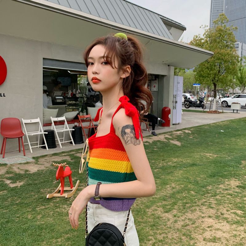 Rainbow-striped Camisole Tank Top