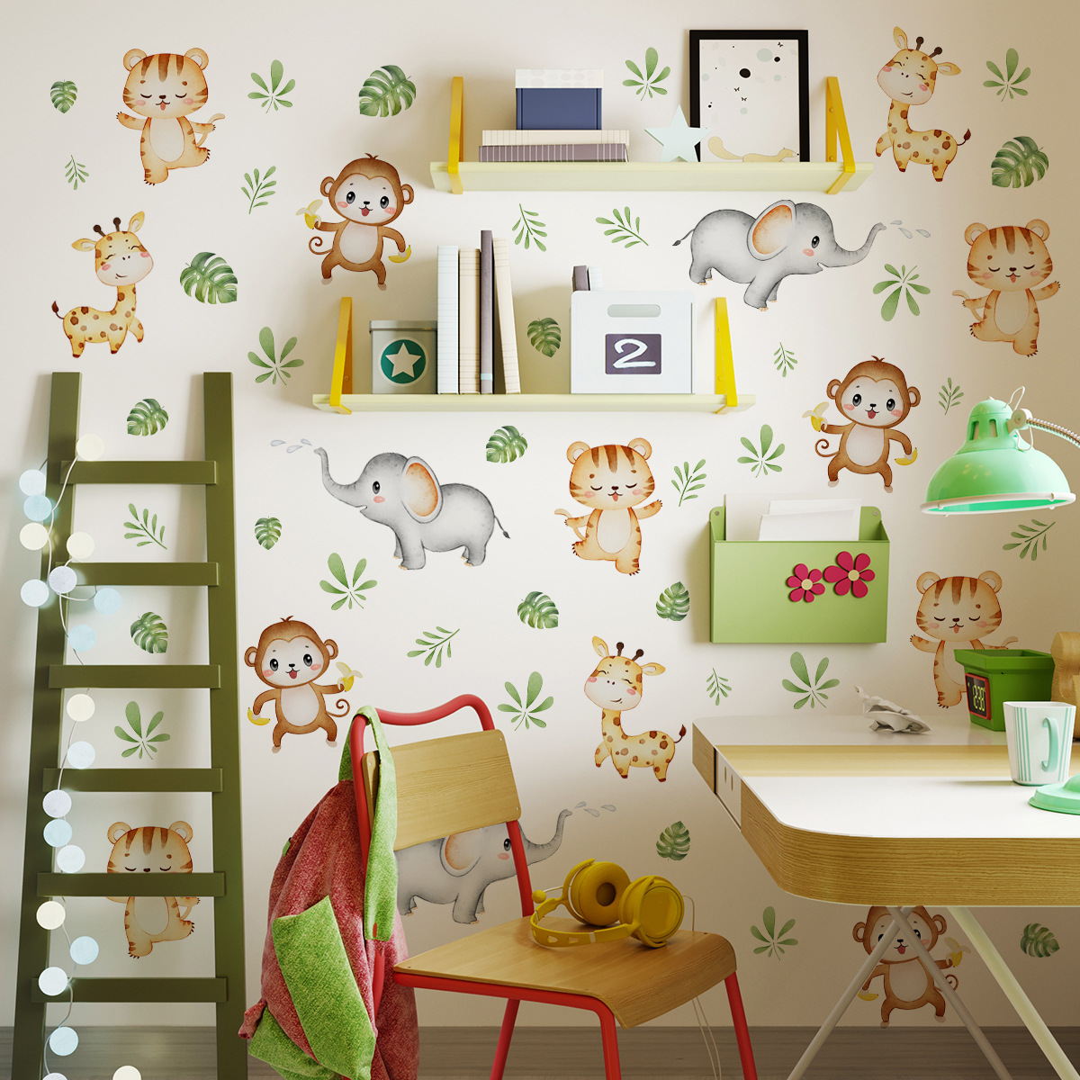 Title 10, Set Of 6 Monkey Elephant Tiger Giraffe Cartoon ...