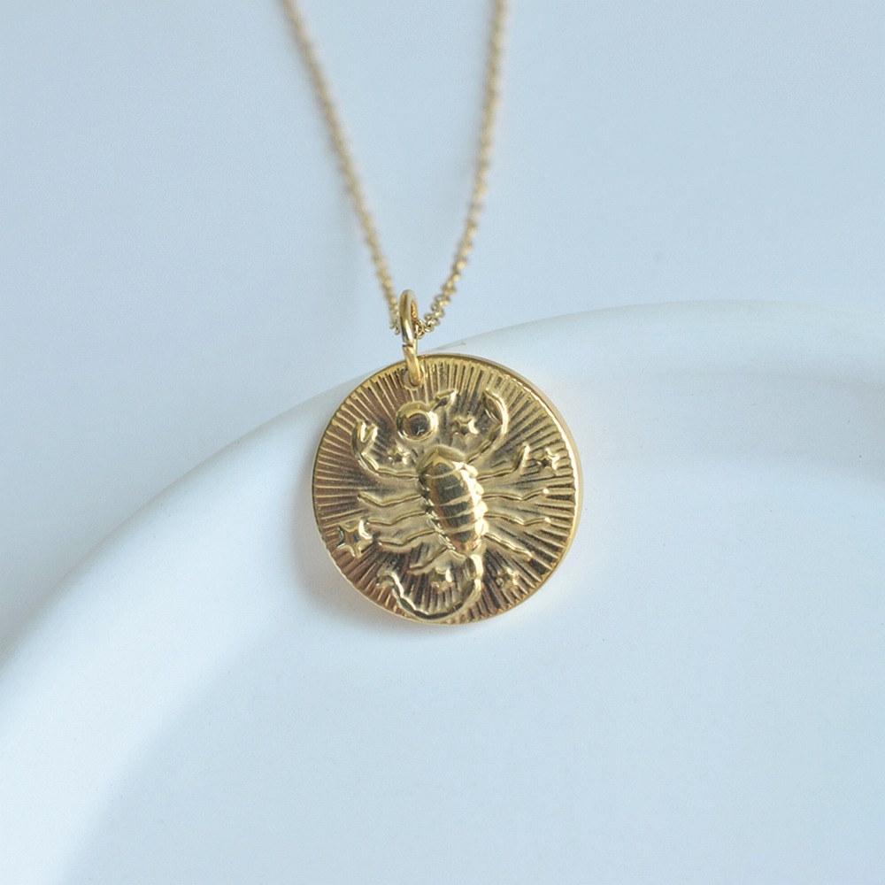 European And American Niche Relief Twelve Constellation Coin Necklace