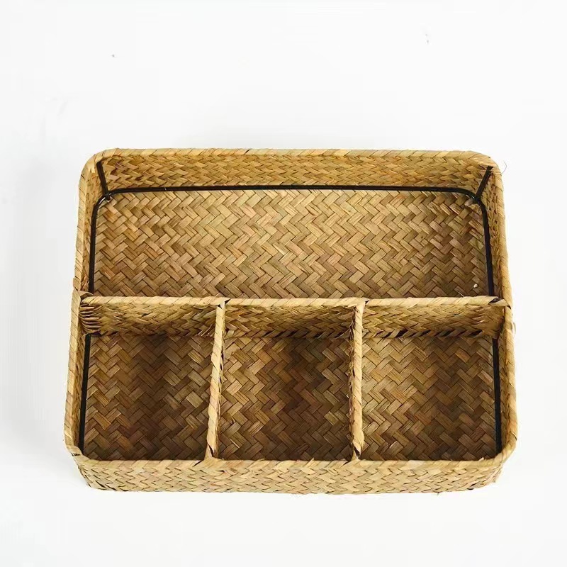 Title 4, Seaweed Weaved Storage Basket Office Desktop Su...