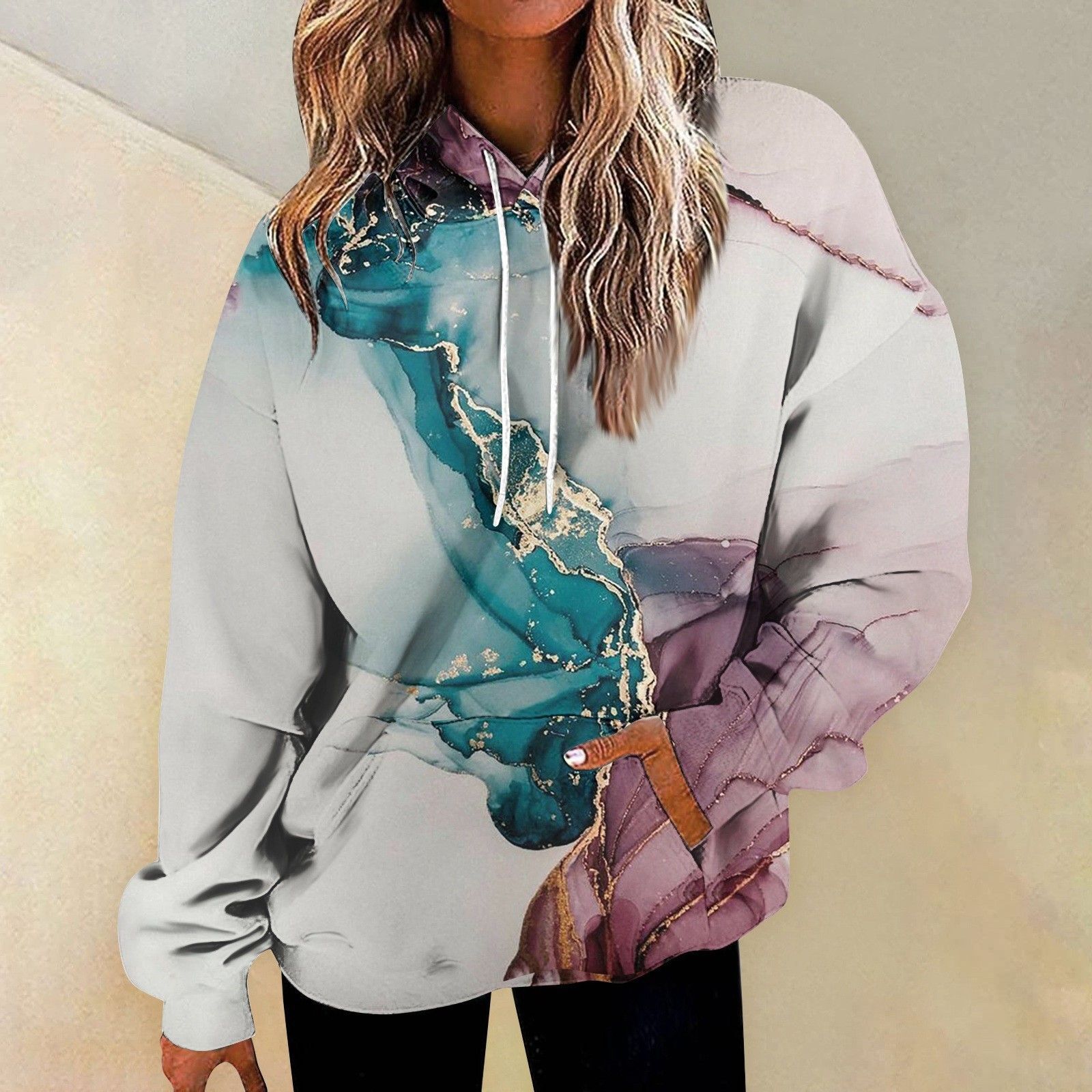 New Comfort Loose Casual Hooded Sweater G44W177 S - Shop at LoveMi