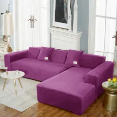 Silver Fox Velvet All-inclusive Sofa Cover - Purple - View 1