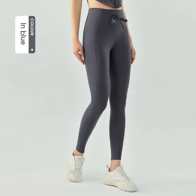 Women's Fashion Simple Drawstring High Top Sports Trousers Medium Blue - Shop at LoveMi