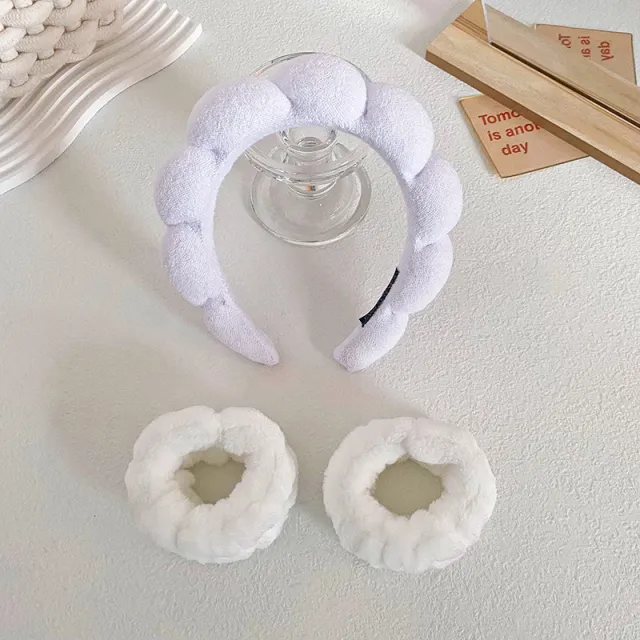Twist Sponge Headband Wrist Strap Suit Women White - Shop at LoveMi