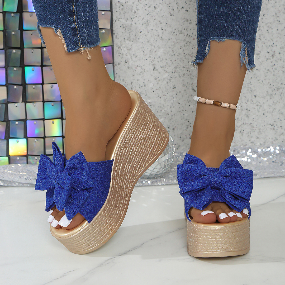 Bow-Decorated Wedge Sandals, picture 3 of 7