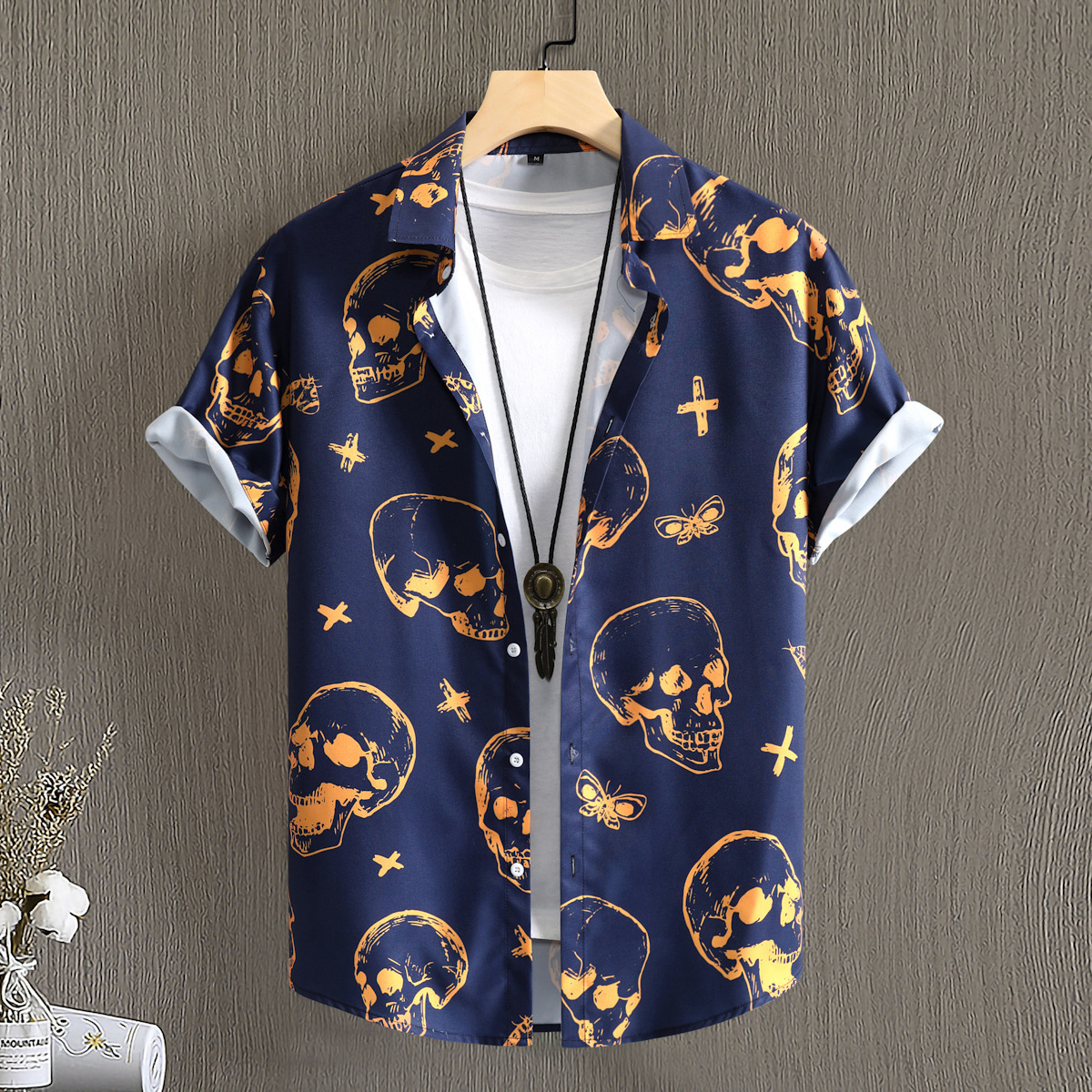 Mens Short-sleeve Fashion Print Shirt