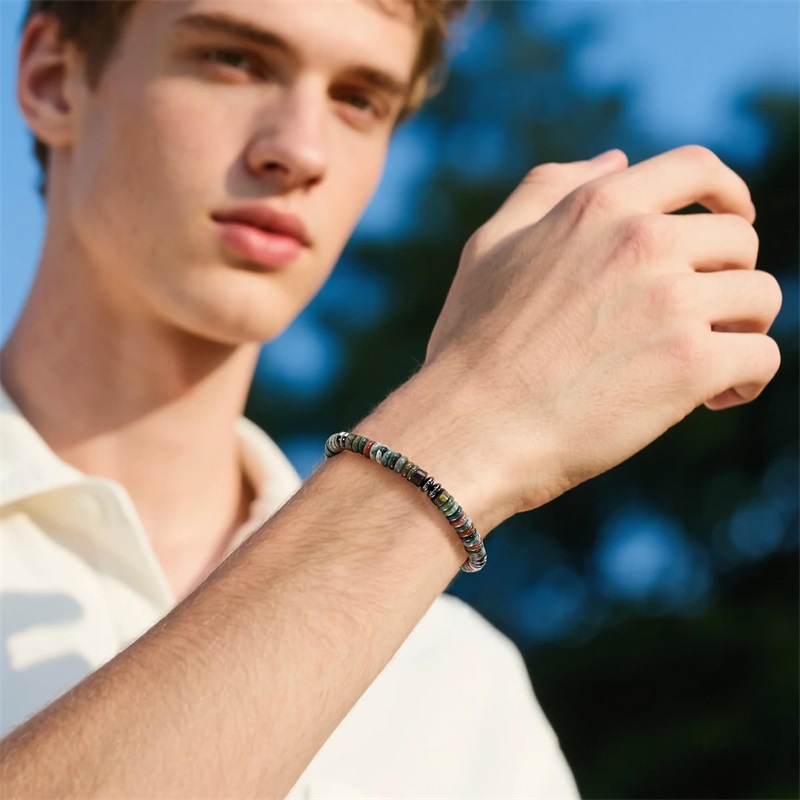 Natural Agate And Black Magnet Stone Bracelet