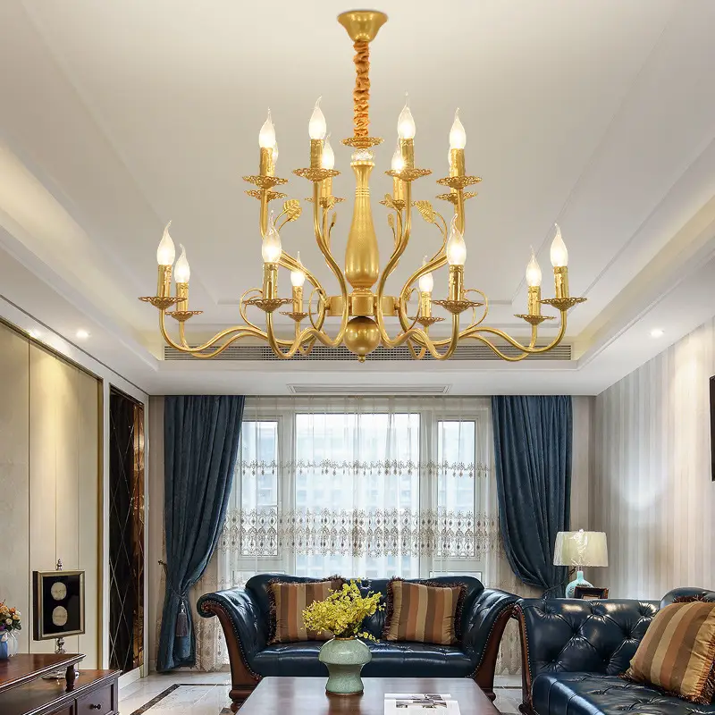Living Room Bedroom Aisle Wrought Iron Candle Crystal Chandelier